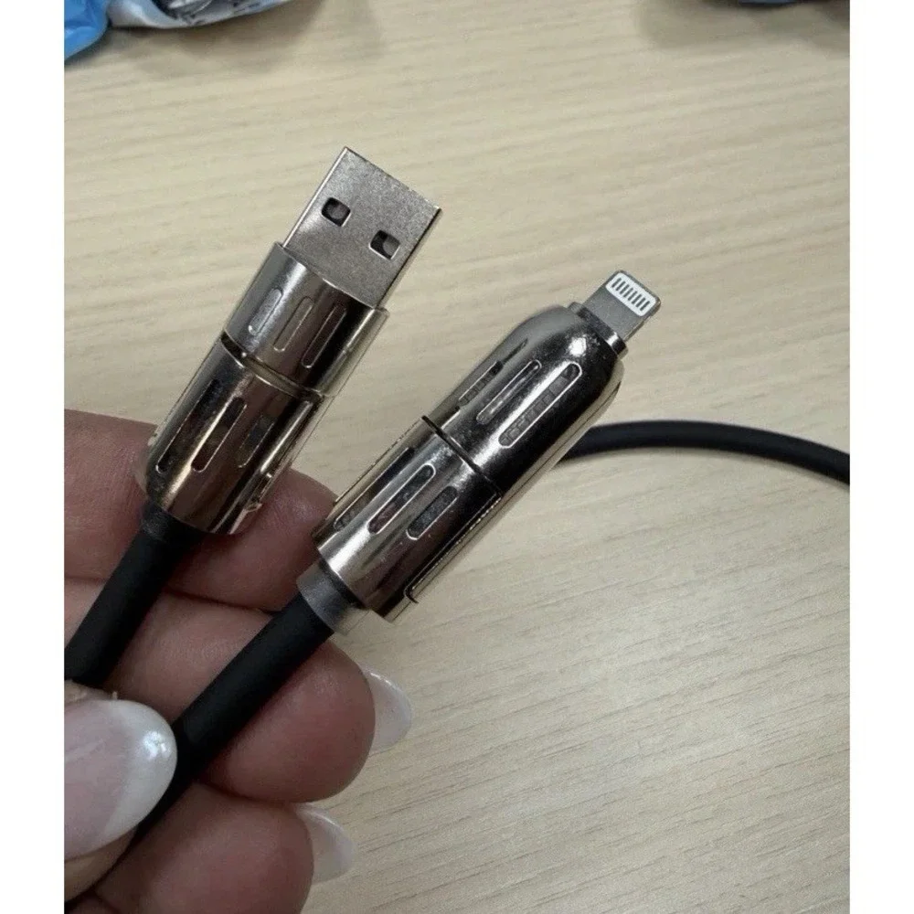 2 Pk 4 in 1 USB RBG Charging Cable USB-A/Type-C/Lighting Fast Data Sync 80